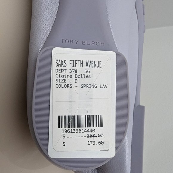 Tory Burch Claire Ballet Flats Leather Logo Spring Lavender Lilac 9 - Picture 12 of 16